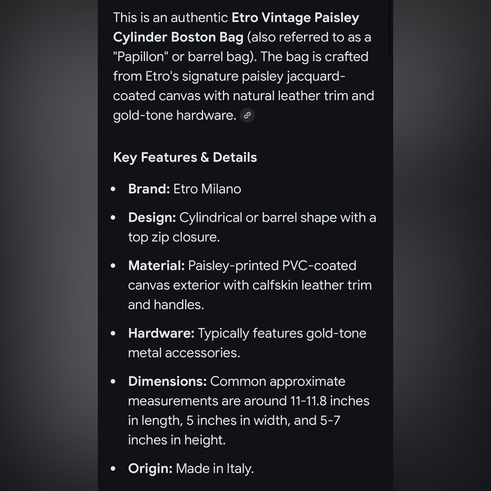 Vintage Etro Milano barrel handbag - Picture 15 of 15